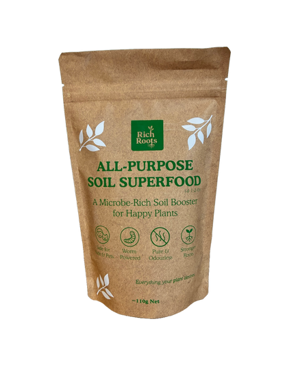 RichRoots 110g mealworm frass fertiliser pouch